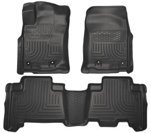 Toyota 4Runner Floor Liners - Front + 2nd Row - Husky Liners - WeatherBeater - Black - 2013